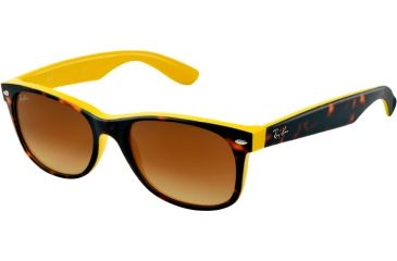 Image of Ray-Ban New Wayfarer Bifocal Sunglasses RB2132 with Lined Bi-Focal Rx Prescription Lenses RB2132-601485-5518 - Lens Diameter 55 mm, Frame Color Top Havana on Yellow