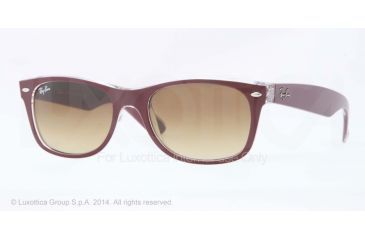 Image of Ray-Ban New Wayfarer Bifocal Sunglasses RB2132 with Lined Bi-Focal Rx Prescription Lenses RB2132-605485-52 - Lens Diameter 52 mm, Frame Color Top Matte Bordo' On Trasparent