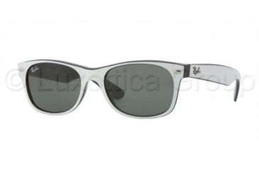 Image of Ray-Ban New Wayfarer Bifocal Sunglasses RB2132 with Lined Bi-Focal Rx Prescription Lenses RB2132-770-5218 - Lens Diameter: 52 mm, Frame Color: Top Dark White On Black