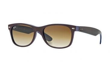 Image of Ray-Ban New Wayfarer Bifocal Sunglasses RB2132 with Lined Bi-Focal Rx Prescription Lenses RB2132-874-51-5218 - Lens Diameter 52 mm, Frame Color Top Brown on Blue