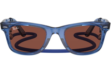 Image of Ray-Ban Original Wayfarer RB2140 Sunglasses, Transparent Blue, Red Lenses, 50, RB2140-6587C5-50