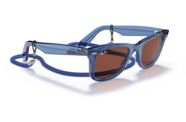 Image of Ray-Ban Original Wayfarer RB2140 Sunglasses, Transparent Blue, Red Lenses, 50, RB2140-6587C5-50
