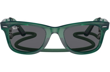 Image of Ray-Ban Original Wayfarer RB2140 Sunglasses, Transparent Green, Dark Grey Lenses, 50, RB2140-6615B1-50