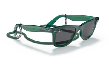 Image of Ray-Ban Original Wayfarer RB2140 Sunglasses, Transparent Green, Dark Grey Lenses, 50, RB2140-6615B1-50