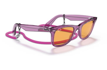Image of Ray-Ban Original Wayfarer RB2140 Sunglasses, Transparent Violet, Orange Lenses, 50, RB2140-661313-50