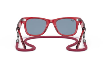 Image of Ray-Ban Original Wayfarer RB2140F Sunglasses, Transparent Red, Blue Lenses, 52, RB2140F-661456-52