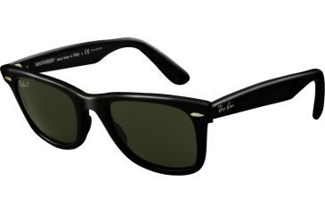 Image of Ray-Ban Original Wayfarer Sunglasses RB2140, Black Crystal Green Polarized Frame, Polarized 50mm Lenses, 901-58-5022