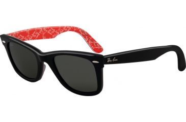 Image of Ray-Ban RB2140 Original Wayfarer SV Prescription Sunglasses - Black On Text. Red Gl W Frame, 50mm Lenses, 1016-5022