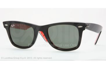 Image of Ray-Ban Original Wayfarer Prescription Sunglasses RB2140 RB2140-1016-4722 - Frame Color: Black On Text. Red Gl White, Lens Diameter: 47 mm