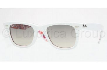 Image of Ray-Ban Original Wayfarer Prescription Sunglasses RB2140  RB2140-102232-5022 - Lens Diameter: 50 mm, Frame Color: White / Fuchsia-Red Flower