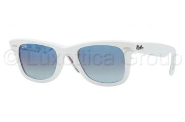Image of Ray-Ban Original Wayfarer Sunglasses RB2140 11163Q-5022 - Top White Texture Frame, Azure Mirror Blue Gradient Lenses