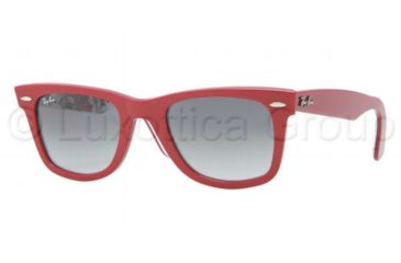 Image of Ray-Ban Original Wayfarer Sunglasses RB2140 111871-5022 - Top Red Texture London Frame, Gray Gradient Azure Lenses