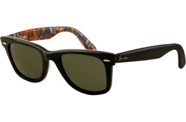 Image of Ray-Ban Original Wayfarer Sunglasses RB2140 1120-5022 - Top Black Texture Music Frame, Green Lenses