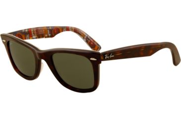 Image of Ray-Ban Original Wayfarer Sunglasses RB2140 1122-5022 - Top Havana On Texture Frame, Green Lenses