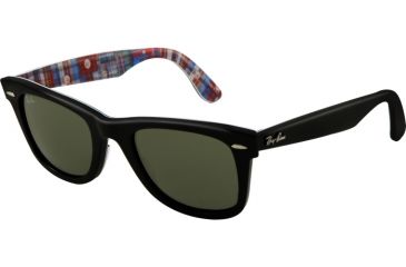Image of Ray-Ban Original Wayfarer Sunglasses RB2140 1131-5022 - Top Black on Texture P Frame, Green Lenses
