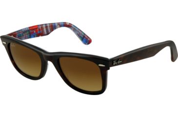 Image of Ray-Ban Original Wayfarer Sunglasses RB2140 113285-5022 - Top Havana on Texture PL Frame, Gradient Brown Lenses