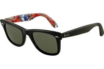 Image of Ray-Ban Original Wayfarer Sunglasses RB2140, Top Black on Texture S Frame, Green Lenses, 1136-5022