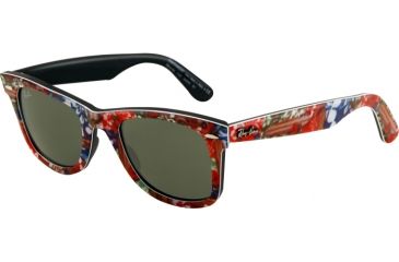 Image of Ray-Ban Original Wayfarer Sunglasses RB2140 1137-5022 - Top Texture Surf on BL Frame, Green Lenses
