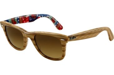Image of Ray-Ban Original Wayfarer Sunglasses RB2140 113885-5022 - Top Light Wood on Texture Frame, Gradient Brown Lenses