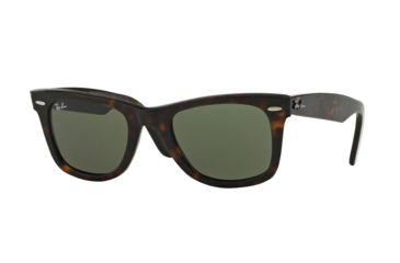 Image of Ray-Ban Original Wayfarer Sunglasses RB2140 1185-50 - Havana Effect Aged Frame, Green Lenses