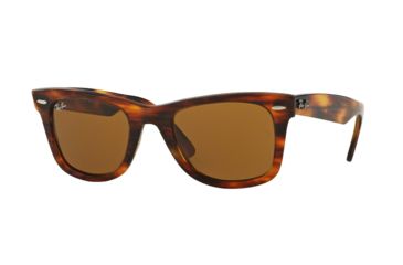 Image of Ray-Ban Original Wayfarer Sunglasses RB2140 1186-50 - Stripped Havana Effect Aged Frame, Brown Lenses