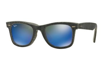 Image of Ray-Ban Original Wayfarer Sunglasses RB2140 119268-50 - Top Jeans Carbon On Grey Frame, Green Mirror Blue Lenses