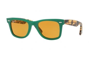 Image of Ray-Ban Original Wayfarer Sunglasses RB2140 1240N9-50 - Green Frame, Yellow Polar Lenses