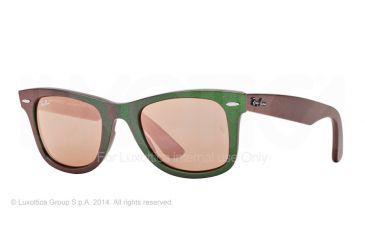 Image of Ray-Ban Original Wayfarer Sunglasses RB2140 6109Z2-50 - Metallic Green Frame, Light Brown Mirror Pink Lenses