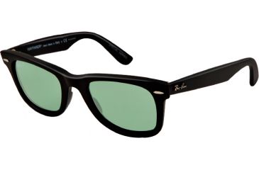Image of Ray-Ban Original Wayfarer Sunglasses RB2140 901SO5-50 - Matte Black Frame, polar green Lenses