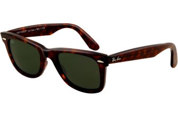 Image of Ray-Ban Original Wayfarer Sunglasses RB2140, Tortoise Frame, Crystal Green Polarized Lenses, 50mm Lens, 902-58-5022