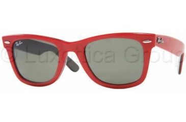 Image of Ray-Ban Original Wayfarer Sunglasses RB2140 955-4722 - Top Red On Black Crystal Green