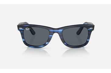 Image of Ray-Ban Original Wayfarer Sunglasses, Striped Blue Frame, Blue Lens, Bio-Acetate, 50, RB2140-1361R5-50
