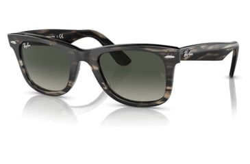 Image of Ray-Ban Original Wayfarer Sunglasses, Striped Grey Frame, Gradient Grey Lens, Bio-Acetate, 50, RB2140-136071-50