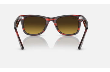 Image of Ray-Ban Original Wayfarer Sunglasses, Striped Red Frame, Brown Gradient Lens, Bio-Acetate, 50, RB2140-136285-50