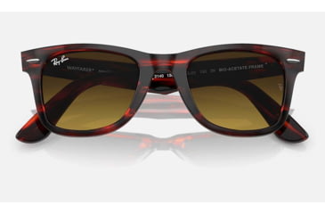 Image of Ray-Ban Original Wayfarer Sunglasses, Striped Red Frame, Brown Gradient Lens, Bio-Acetate, 50, RB2140-136285-50