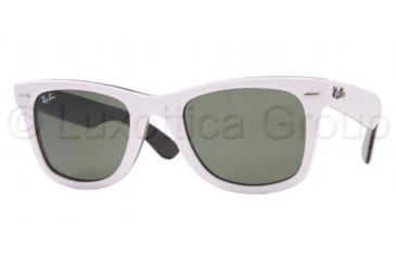 Image of Ray-Ban RB2140 Original Wayfarer SV Prescription Sunglasses - Top White On Black Frame, 50mm Lenses, 956-5022
