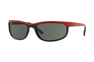 Image of Ray-Ban Predator 2 Sunglasses RB2027 6300-62 - Top Red On Black Frame, Green Lenses