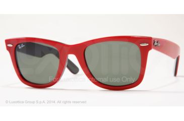 Image of Ray-Ban RB2140 SV Prescription Sunglasses - Top Red On Black Crystal Green Frame / 54 mm Prescription Lenses, 955-5418