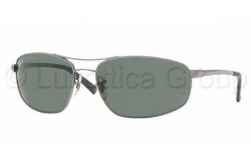 Image of Ray-Ban RB 3360 Sunglasses Styles - Gunmetal Frame / Crystal Green Polarized Lenses, 004-58-6216