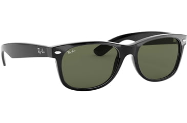 Image of Ray-Ban RB2132 New Wayfarer Sunglasses, 52mm, Black Frame, Green Crystal Lens, 901-5218