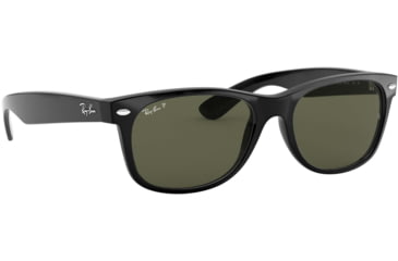 Image of Ray-Ban RB2132 New Wayfarer Sunglasses, 52mm, Black Frame, Green Crystal Lens, Polarized 901-58-5218