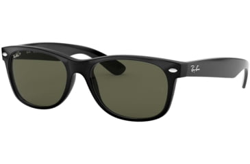 Image of USED Ray-Ban RB2132 New Wayfarer Sunglasses, 52mm, Black Frame, Green Crystal Lens, Polarized 901-58-5218, EDEMO1