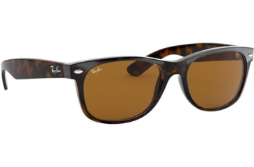 Image of Ray-Ban RB2132 New Wayfarer Sunglasses, 55mm, Shiny Avana Frame, Brown Crystal Lens, 710-5518
