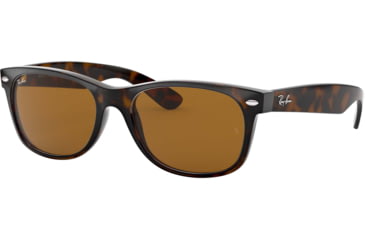 Image of Ray-Ban RB2132 New Wayfarer Sunglasses, 55mm, Shiny Avana Frame, Brown Crystal Lens, 710-5518