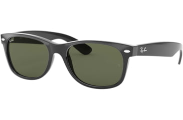 Image of Ray-Ban RB2132 New Wayfarer Sunglasses, 55mm, Black Frame, Green Crystal Lens, 901L-5518