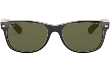 Image of Ray-Ban RB2132 New Wayfarer Sunglasses, Black Beige Frame, Crystal Green Lenses, 875-5518