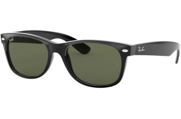 Image of Ray-Ban RB2132 New Wayfarer Sunglasses, Black Frame, Crystal Green Lenses, 901-58