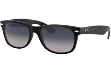 Image of Ray-Ban RB2132 New Wayfarer Sunglasses, Matte Black Frame, Polarized Blue Gradient Gray Lenses, 601S78-5218