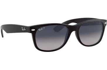 Image of Ray-Ban RB2132 New Wayfarer Sunglasses, Matte Black Frame, Polarized Blue Gradient Gray Lenses, 601S78-5518