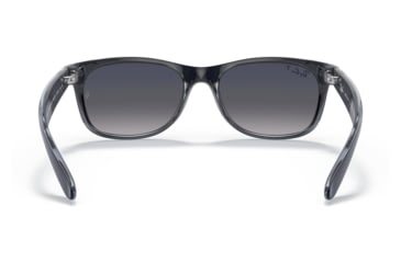 Image of Ray-Ban RB2132 New Wayfarer Sunglasses, Matte Blue On Transparent Blue Frame, Blue Gradient Lens, Polarized, 55, RB2132-660778-55